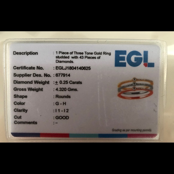 14k gold triple ring diamond set size 7 - Picture 4 of 8